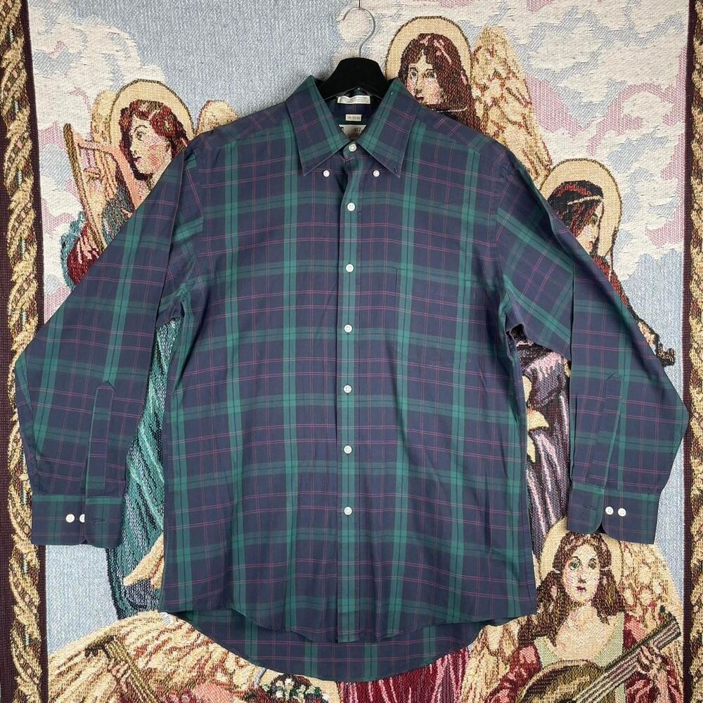 Vintage Mens Shirt 417 Van Heusen Button-Up Shirt Plaid  90s 16-32/33